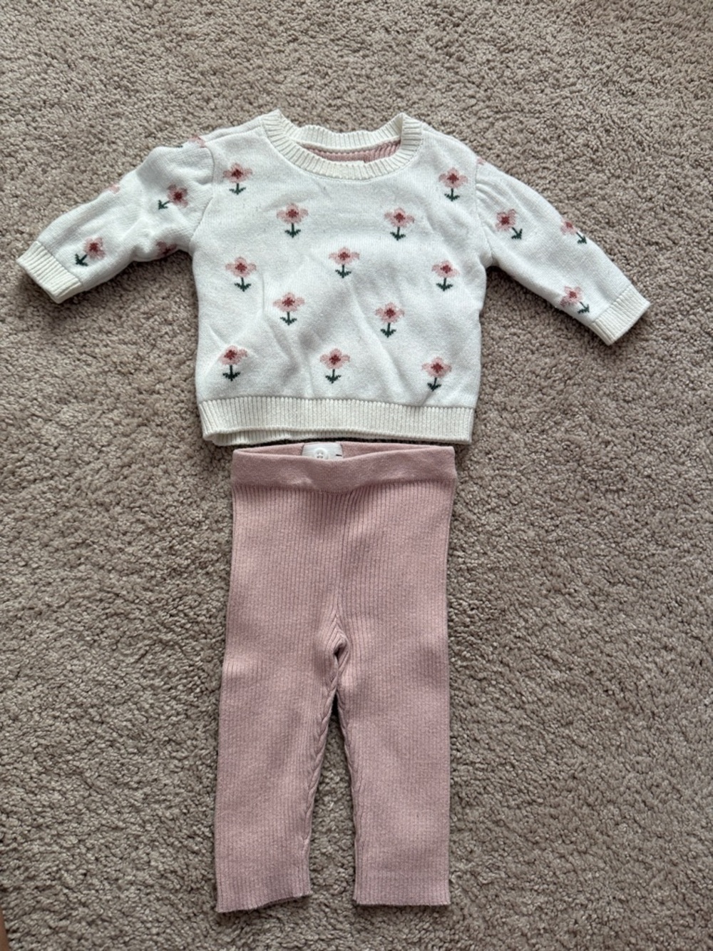 Carter's Little Planet Pink and Green Striped Knit Top
